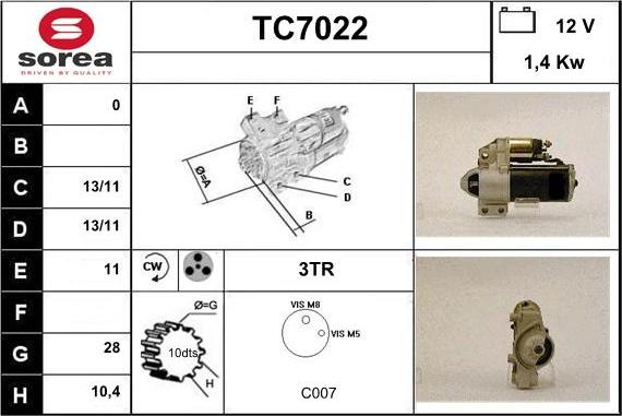 Sera TC7022 - Стартер vvparts.bg