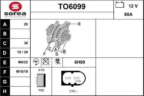 Sera TO6099 - Генератор vvparts.bg