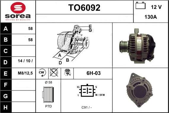 Sera TO6092 - Генератор vvparts.bg