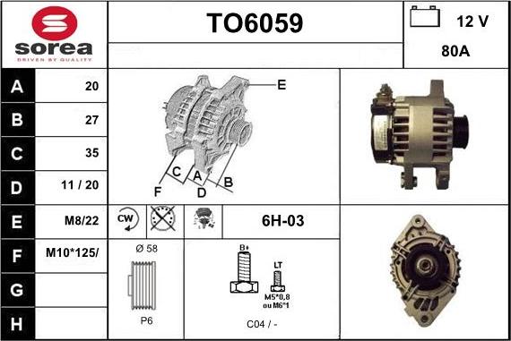 Sera TO6059 - Генератор vvparts.bg