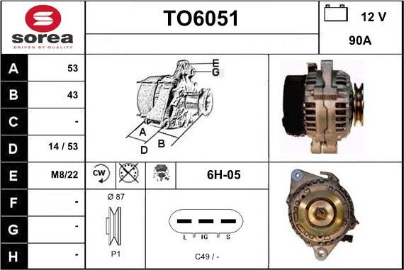 Sera TO6051 - Генератор vvparts.bg