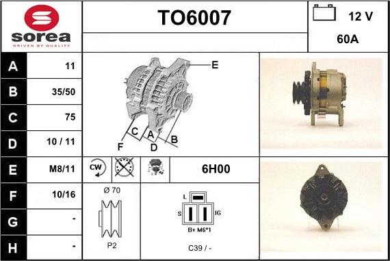 Sera TO6007 - Генератор vvparts.bg