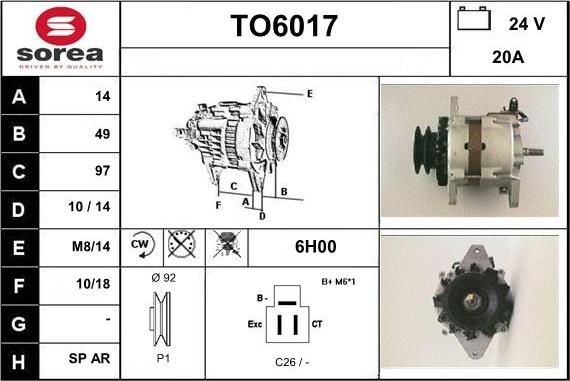 Sera TO6017 - Генератор vvparts.bg