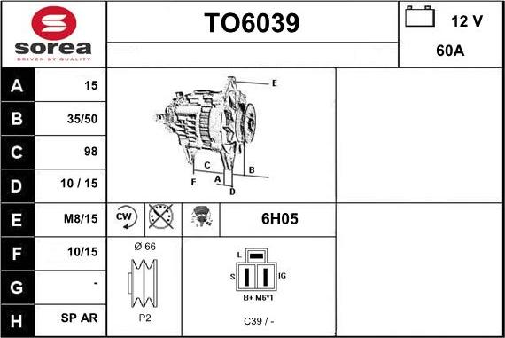 Sera TO6039 - Генератор vvparts.bg