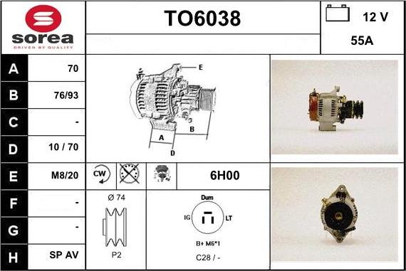 Sera TO6038 - Генератор vvparts.bg