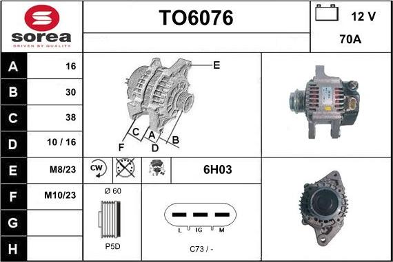 Sera TO6076 - Генератор vvparts.bg