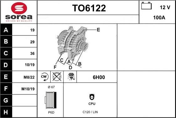 Sera TO6122 - Генератор vvparts.bg