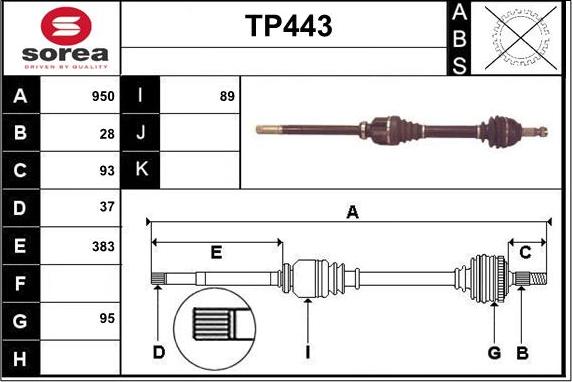 Sera TP443 - Полуоска vvparts.bg