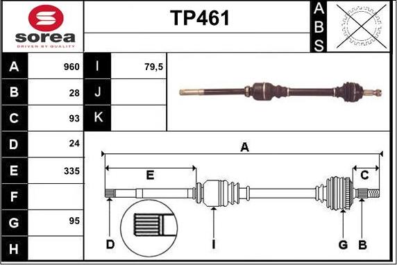 Sera TP461 - Полуоска vvparts.bg