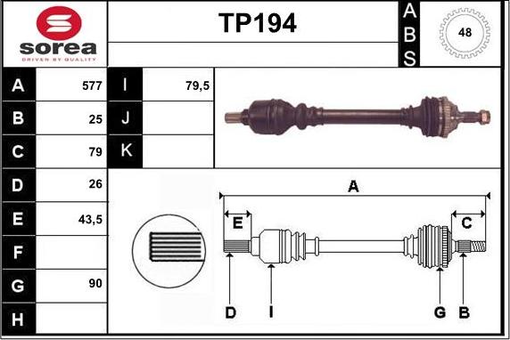 Sera TP194 - Полуоска vvparts.bg