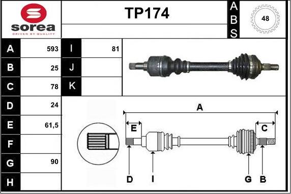 Sera TP174 - Полуоска vvparts.bg