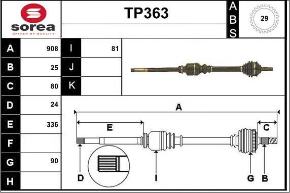 Sera TP363 - Полуоска vvparts.bg