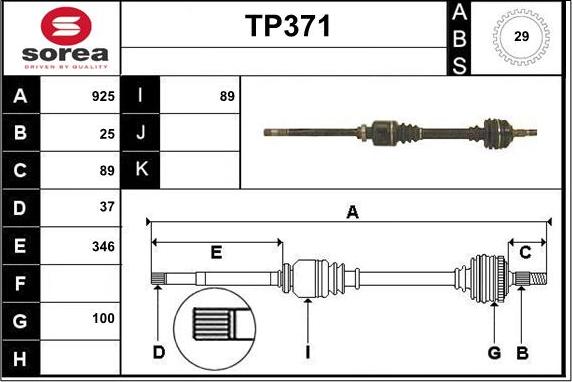 Sera TP371 - Полуоска vvparts.bg