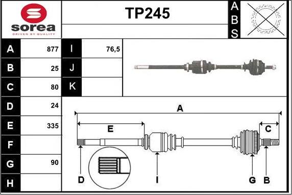 Sera TP245 - Полуоска vvparts.bg