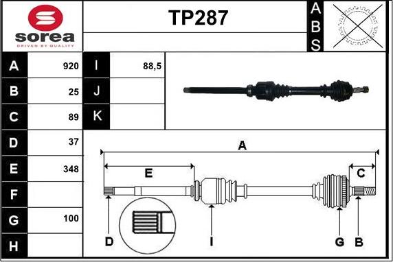 Sera TP287 - Полуоска vvparts.bg