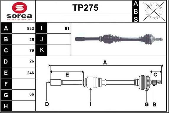 Sera TP275 - Полуоска vvparts.bg