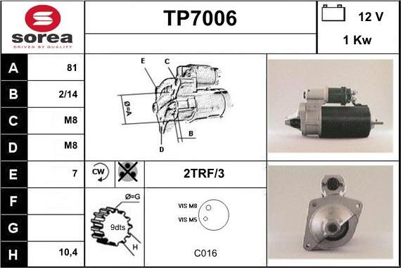 Sera TP7006 - Стартер vvparts.bg