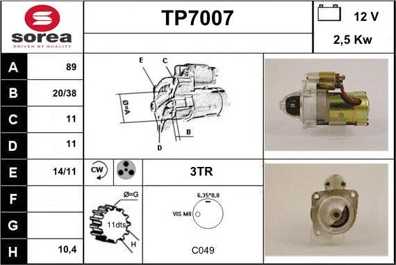 Sera TP7007 - Стартер vvparts.bg