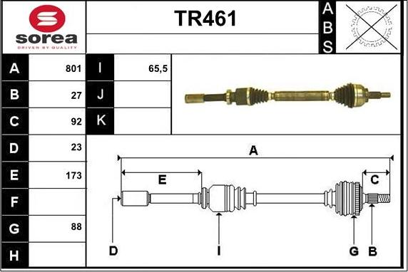 Sera TR461 - Полуоска vvparts.bg