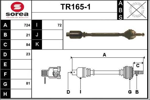 Sera TR165-1 - Полуоска vvparts.bg