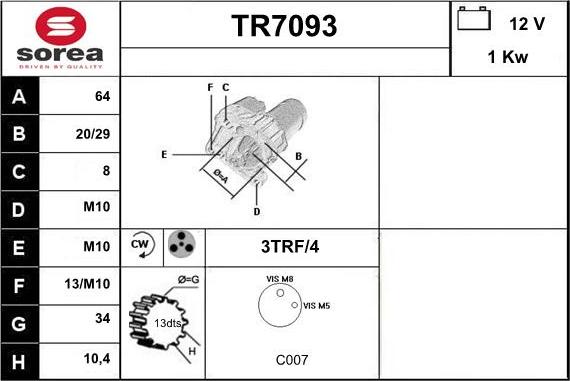 Sera TR7093 - Стартер vvparts.bg