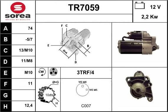 Sera TR7059 - Стартер vvparts.bg