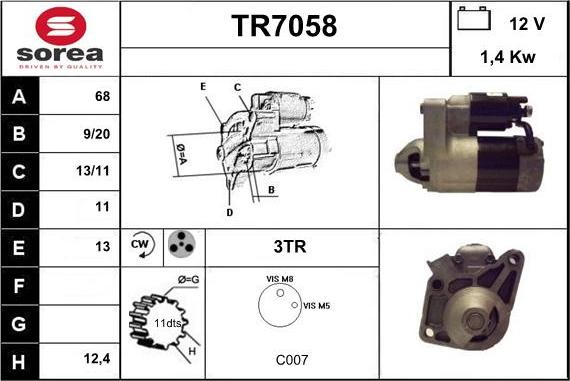 Sera TR7058 - Стартер vvparts.bg