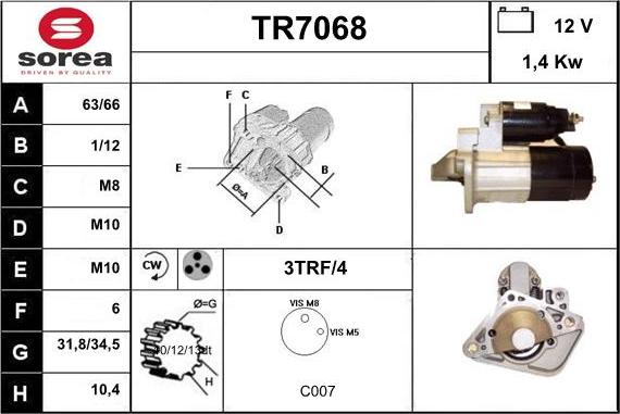 Sera TR7068 - Стартер vvparts.bg