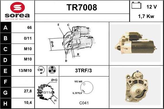 Sera TR7008 - Стартер vvparts.bg