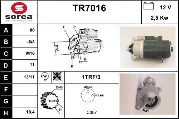 Sera TR7016 - Стартер vvparts.bg