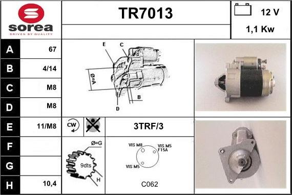 Sera TR7013 - Стартер vvparts.bg