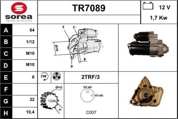 Sera TR7089 - Стартер vvparts.bg