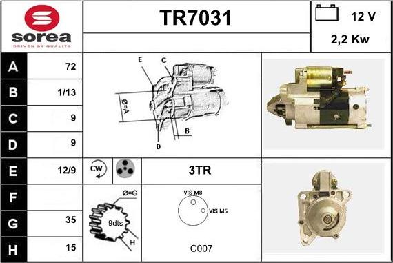 Sera TR7031 - Стартер vvparts.bg