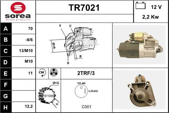 Sera TR7021 - Стартер vvparts.bg