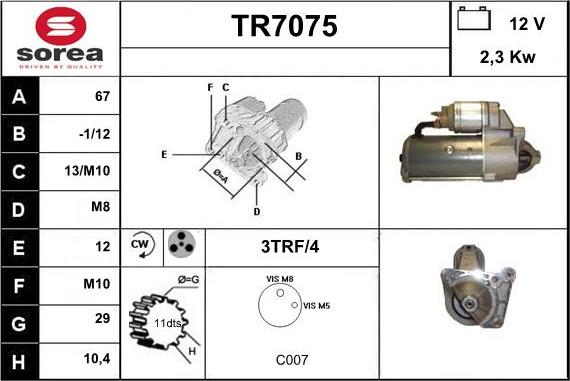 Sera TR7075 - Стартер vvparts.bg