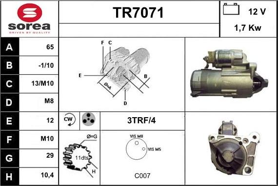 Sera TR7071 - Стартер vvparts.bg