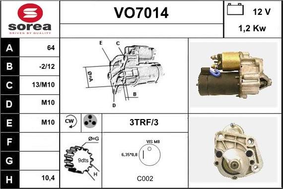 Sera VO7014 - Стартер vvparts.bg