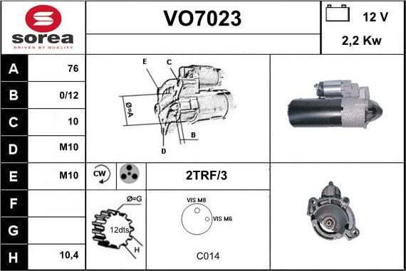 Sera VO7023 - Стартер vvparts.bg