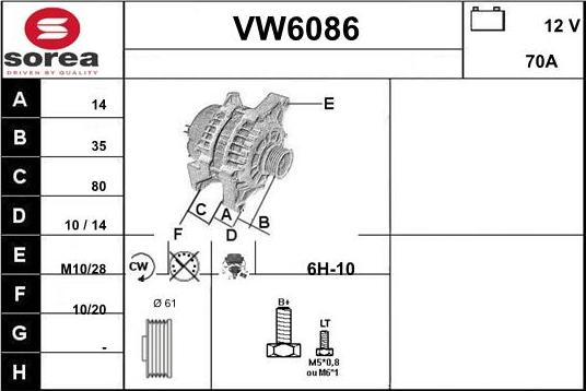 Sera VW6086 - Генератор vvparts.bg