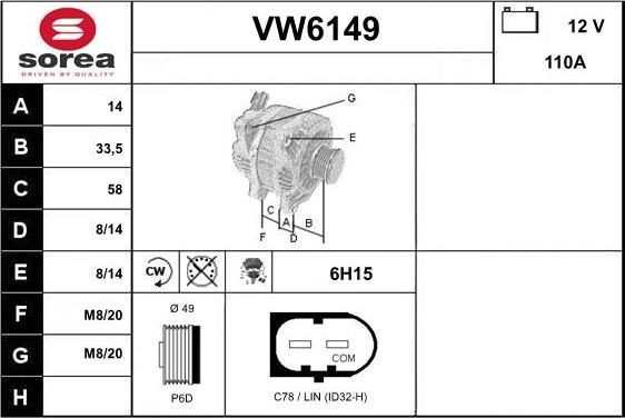 Sera VW6149 - Генератор vvparts.bg