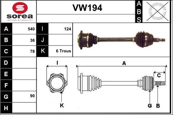 Sera VW194 - Полуоска vvparts.bg