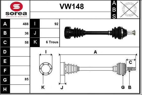 Sera VW148 - Полуоска vvparts.bg