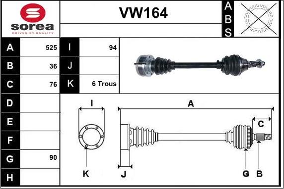 Sera VW164 - Полуоска vvparts.bg