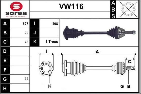 Sera VW116 - Полуоска vvparts.bg