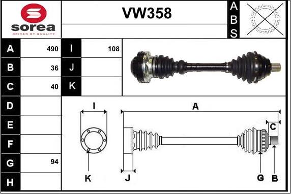 Sera VW358 - Полуоска vvparts.bg