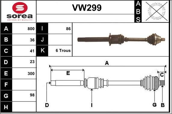 Sera VW299 - Полуоска vvparts.bg