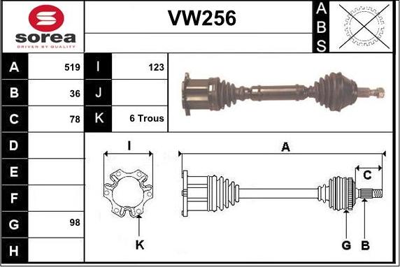 Sera VW256 - Полуоска vvparts.bg