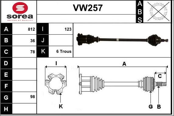 Sera VW257 - Полуоска vvparts.bg