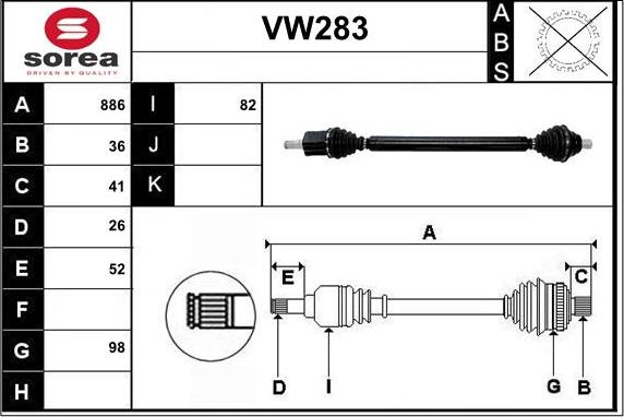 Sera VW283 - Полуоска vvparts.bg