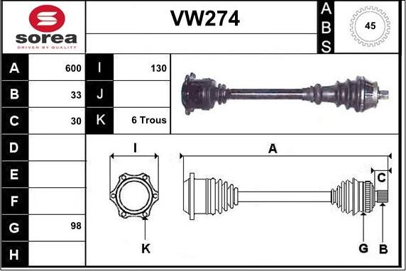 Sera VW274 - Полуоска vvparts.bg